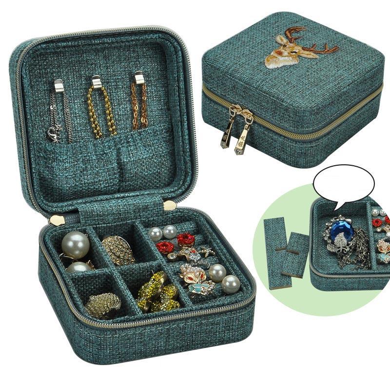 Jewelry Box Little Girl Waterproof Leather Can Carry Small and Exquisite Earrings Ring Necklace Jewelry Storage Box