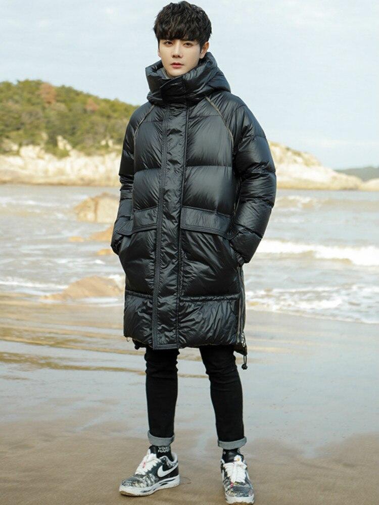 Men's Down Jacket Long Winter Youth Parka Coat Thick Coat Fashion 95% White Down Jacket