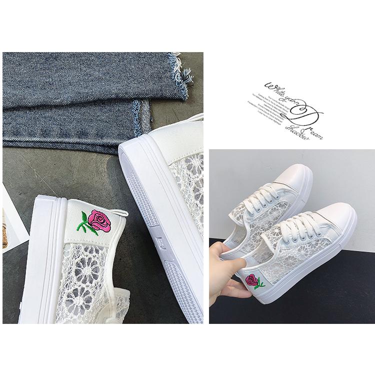 Sneakers Women Fashion Breathable Summer Platform Casual Shoes Lace Leisure Flat White Canvas Women's Vulcanize Shoes