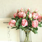 Bulgarian Rose Simulation Bouquet Fake Flower Decoration European Plastic Flower Decoration Silk Flower Living Room Table Decoration