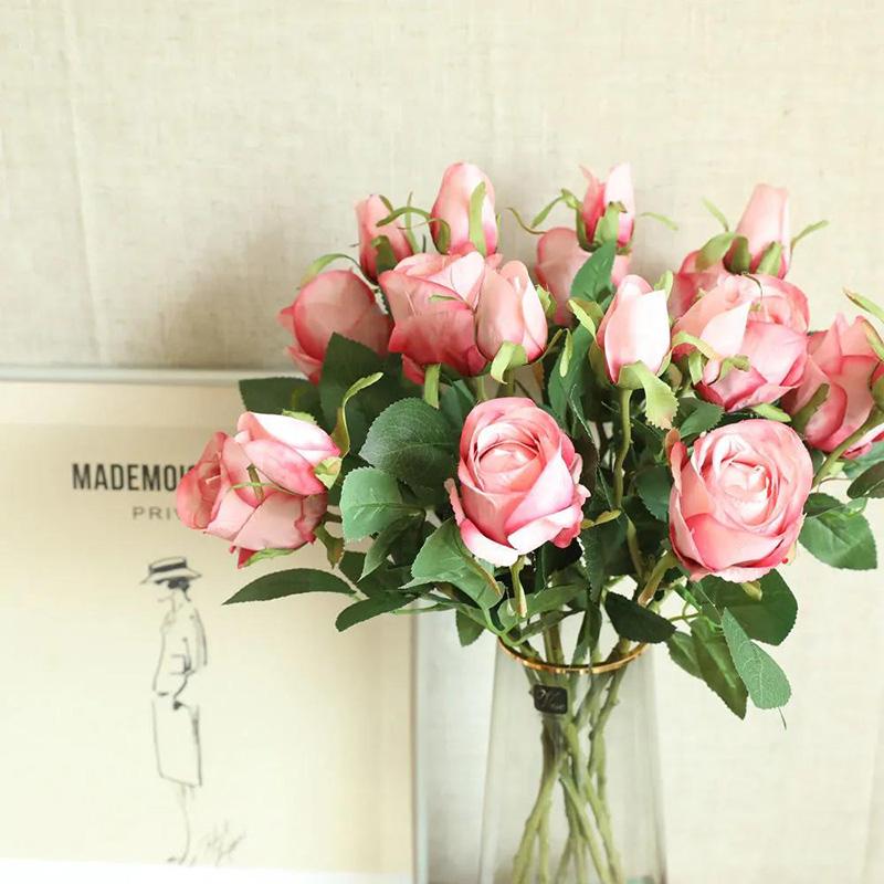 Bulgarian Rose Simulation Bouquet Fake Flower Decoration European Plastic Flower Decoration Silk Flower Living Room Table Decoration