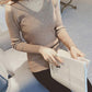 Core-spun Yarn Autumn and Winter Women's Blouse V-neck Knit Bottoming Shirt Slimming Long-sleeved Sweater Top