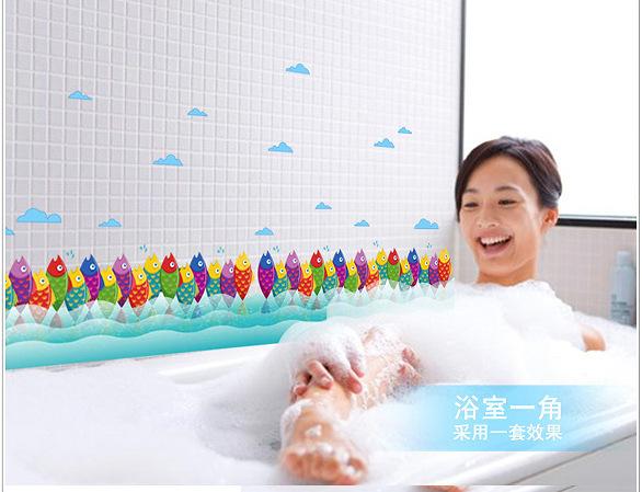 Underwater world colorful fish baseboard bedroom living room wall sticker hot sale removable