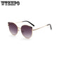 WTEMPO Cat Eye Retro Pointed Sunglasses Female Metallic Round Sunglasses