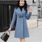 Women Long Woolen Coat Autumn and Winter Lapel Long Sleeve Pure Color Female Woolen Jacket