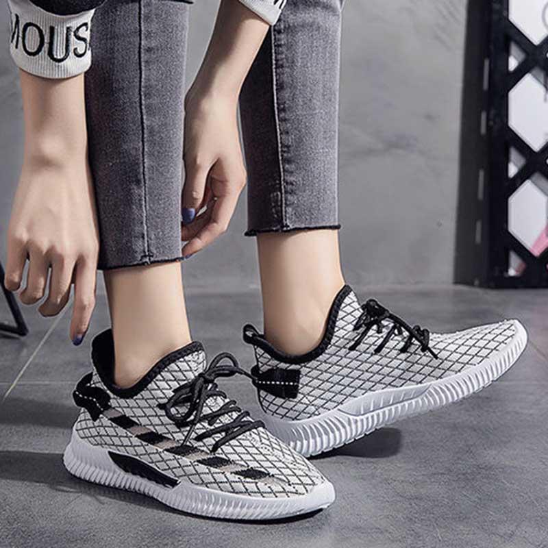 Plus Size 35-40 Summer Women Sneakers Students Knitting Breathable Running Basketball Shoes Shockproof Non-slip Pink Shoes