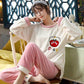 Winter Thickened Warm Pants Suit Autumn and Winter Coral Fleece Warm Loose Large Size Women's Pajamas