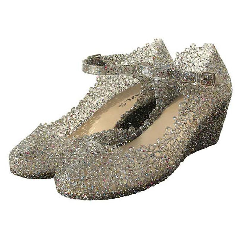 Crystal Sandals Wedge Women's Shoes High-heeled Shoes Women's Square Dance Shoes Baotou Hole Shoes