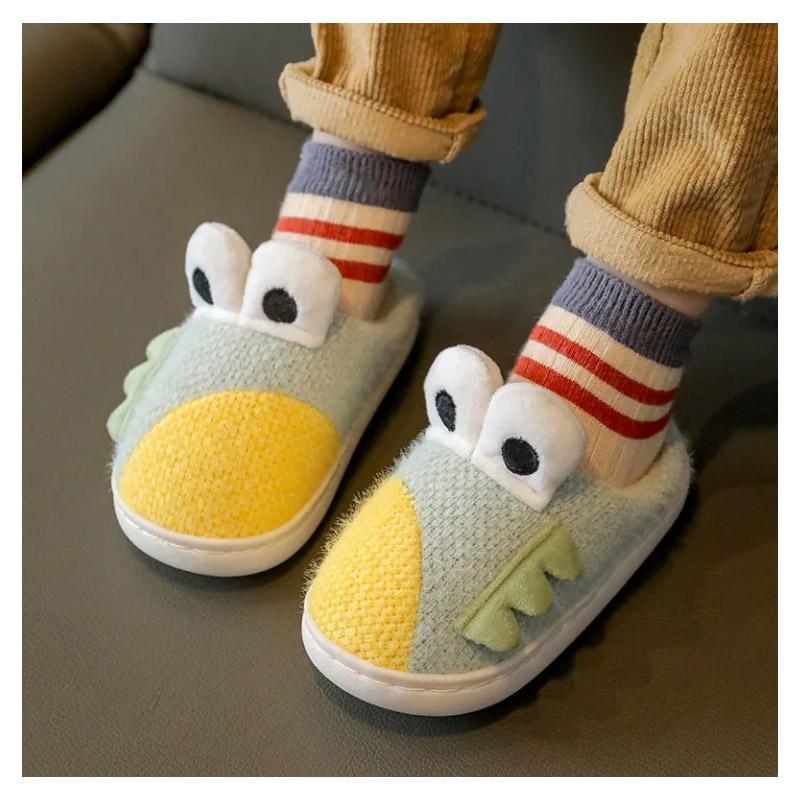 Children's Cotton Slippers Cute Autumn and Winter Boys and Girls Non-slip Soft Bottom Indoor Home Dinosaur Cartoon Baby Cotton Slippers