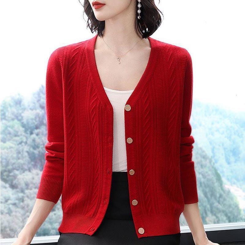 Cardigan Sweater Women's Short Knitted Sweater Top Spring and Autumn Fashion Loose Plus Size Sweater Coat