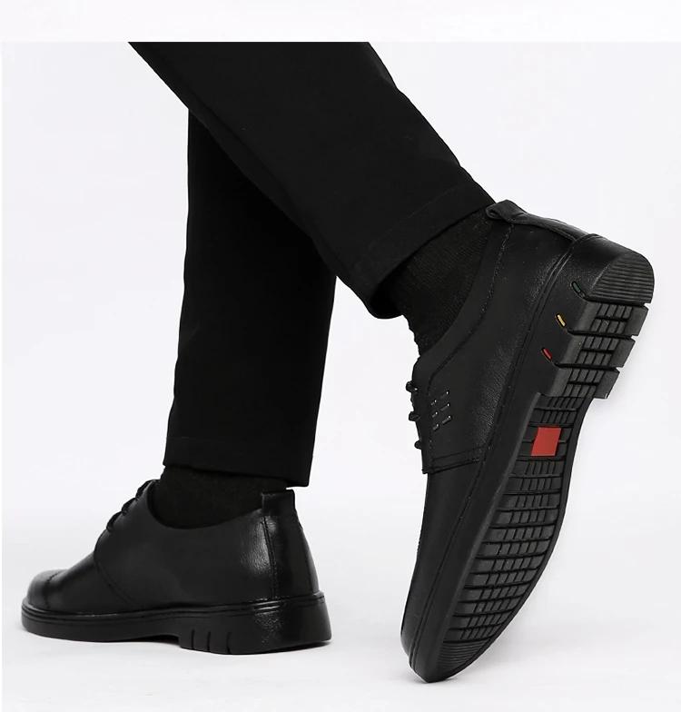Cowhide Shoes Men's Casual Shoes Peas Shoes Lazy Pedal Dad Middle-aged and Elderly Shoes Men's Shoes Non-slip Walking Shoes Formal Business Shoes