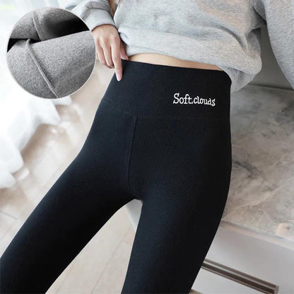 Winter Leggings Sanded Plush Thin Velvet Women's Outer Wear High Waist Plus Velvet Thick Black Large Size One-piece Warm Pants