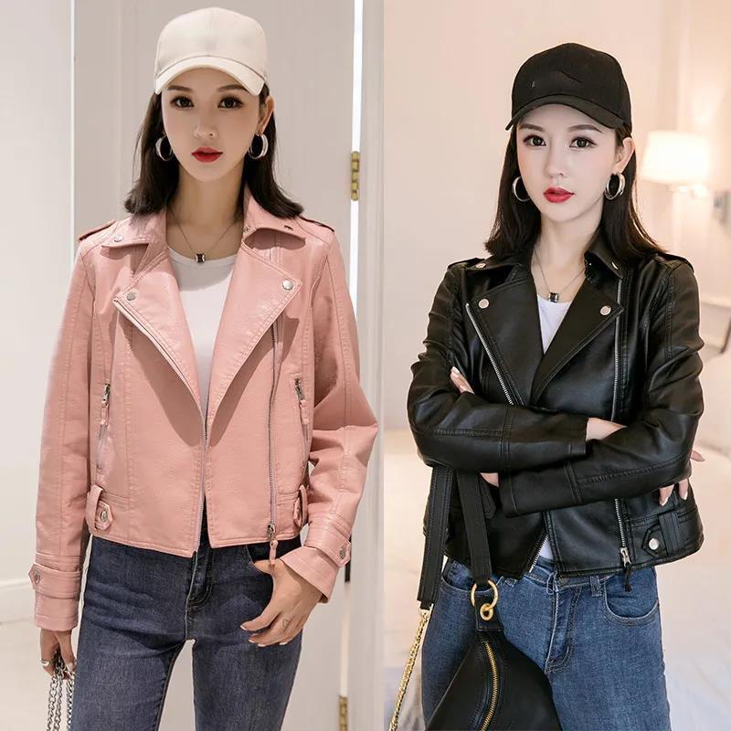 Winter Leather Jacket Fashion Slim PU Leather Lapel Leather Jacket All-match Large Size Leather Coat for Women