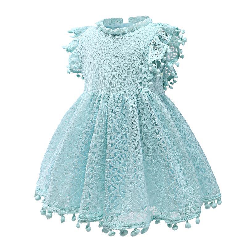 Princess Dress Children's Summer Cotton Dress Girls Korean Style Lace Flying Sleeves Hollow Child