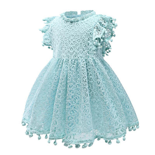 Princess Dress Children's Summer Cotton Dress Girls Korean Style Lace Flying Sleeves Hollow Child