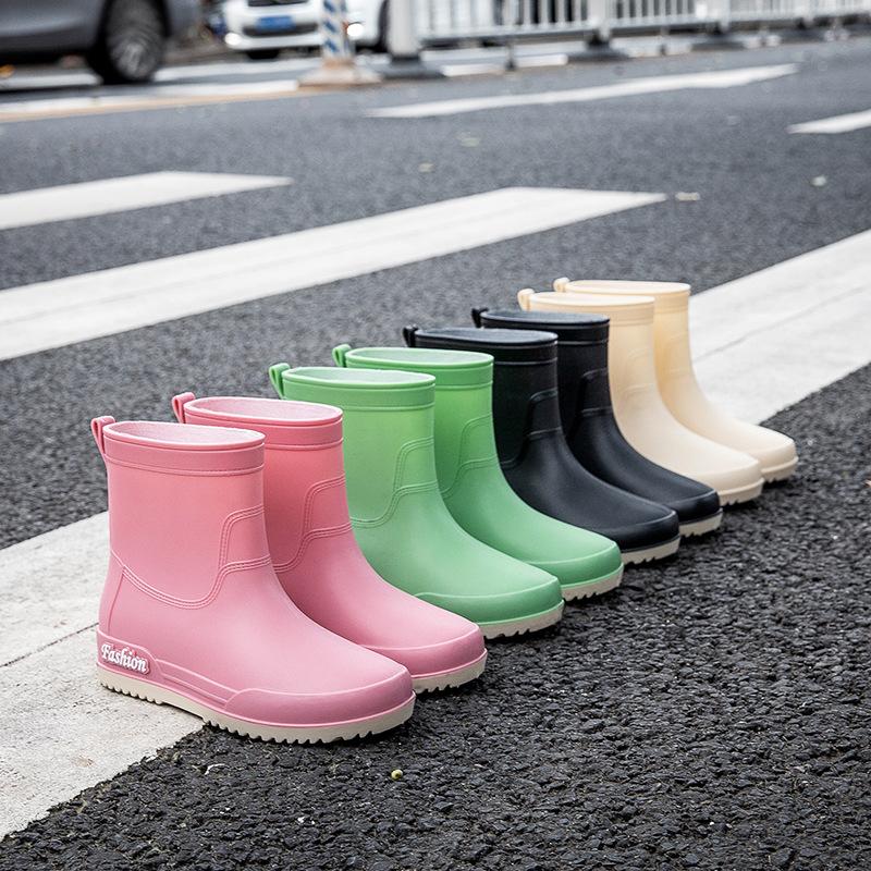 Waterproof Rain Boots for Girls Women Work Shoes Non Slip Anti Skip Water Shoes Pink Boots PVC 36-40 Size Fashion