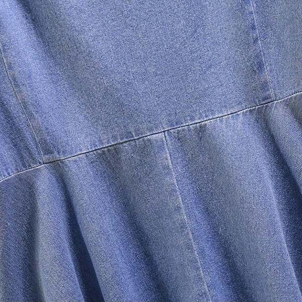 Women's Denim Dress Puff Sleeves Spring and Summer Sexy Knee-length Daily Wear Office Dating Party