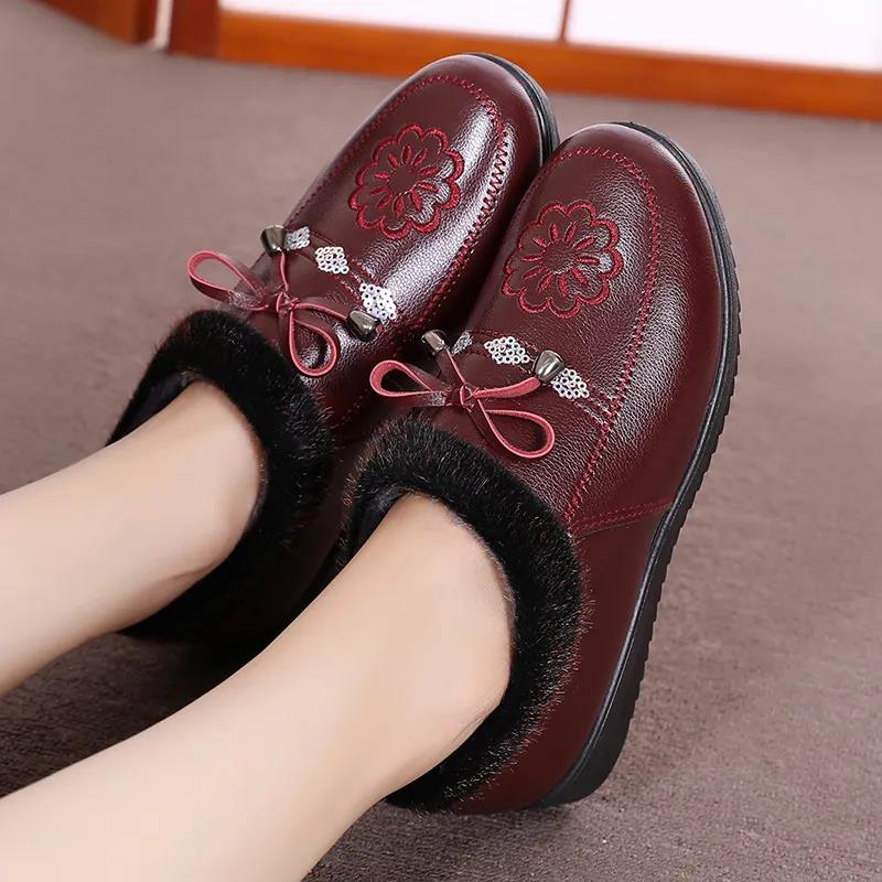 Women's Winter Cotton Shoes Plus Velvet Thick Warm Shoes Soft Bottom Non-slip Mother Shoes