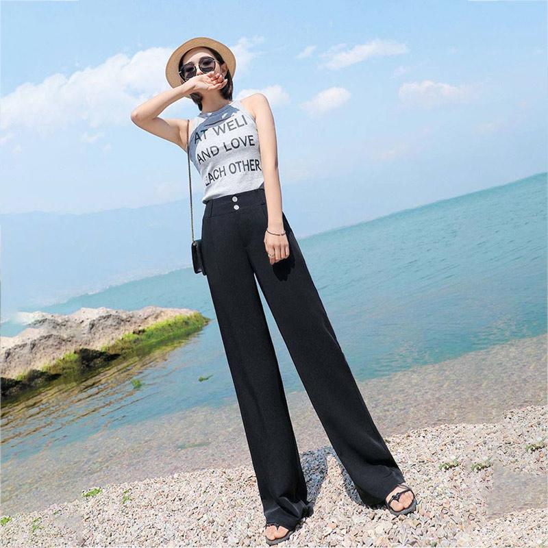 High Waist Ice Silk Straight-leg Pants Loose Wide-leg Pants Suit Pants Women's Summer Thin Silky Satin Wide-leg Pants