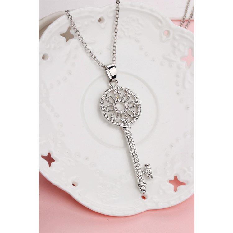 Diamond Garland Key Necklace Female Long Chain Fashion Sweater Chain