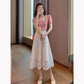Two Piece Skirt Set Women's Short Sleeve T-Shirt Lace High Waist A-Line Skirt Mid Length Casual Elegant Summer Skirt Set Hollow Flower Embroidered