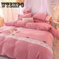 4pcs  Fleece Bedding Set  Lace Duvet Cover Flat Sheet Pillowcase Flannel Winter Warm Bed Linen