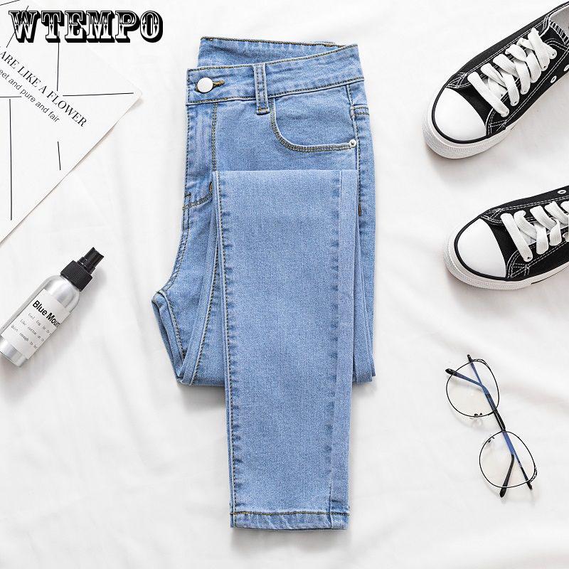 Women's  Jeans   Fashion Hole High Waist Skinny Blue Denim Pants