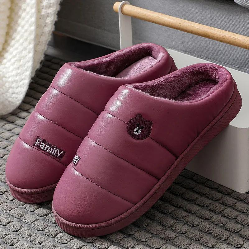 Women Winter Slippers 41 Cotton Shoes Men Plus Size Slides Thick Warm Slipper