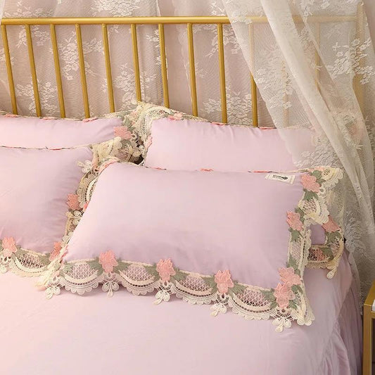 French Lace Pillowcase Washed Ice Silk Pillowcase Double Pillowcase 48x74 One Pair
