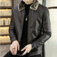 Leather Jacket Men's Winter Green Middle-aged Plus Velvet Thickening Men's Leather Jacket Jacket Fur One Parker Men's Clothing