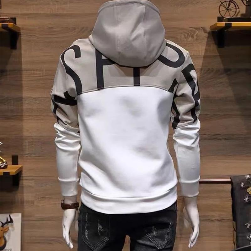 Men's Sweater Autumn and Winter Models Korean Style Trendy Self-cultivation All-match Hooded Color Matching Handsome Casual Jacket