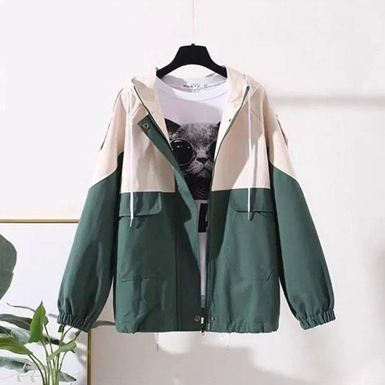 Women's Autumn Large Size Casual Hooded Coats Spring Casual Long Sleeve Loose Zipper Jackets