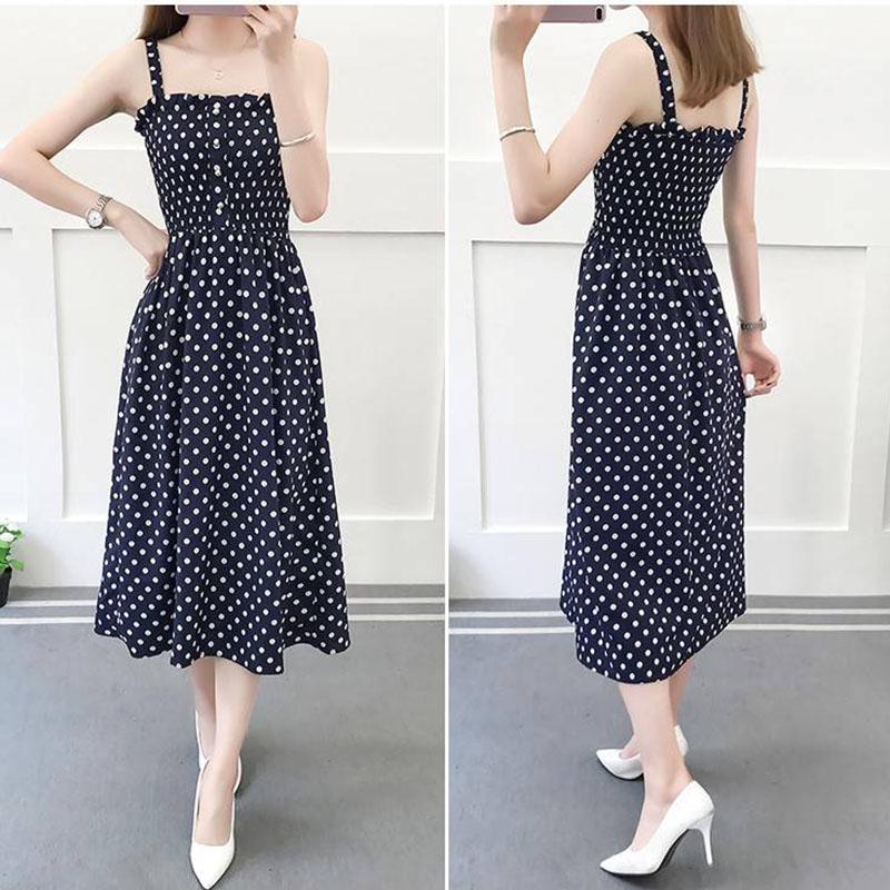 Bohemian Slim and Fresh Suspender Wrapped In Chest Floral Chiffon Dress Women's Summer Vacation Beach Skirt