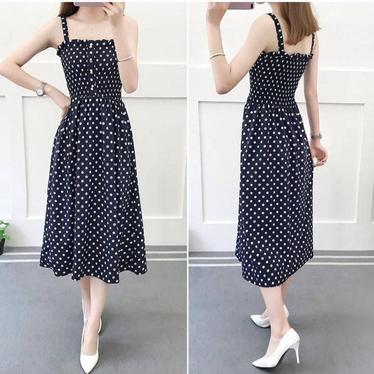 Bohemian Slim and Fresh Suspender Wrapped In Chest Floral Chiffon Dress Women's Summer Vacation Beach Skirt