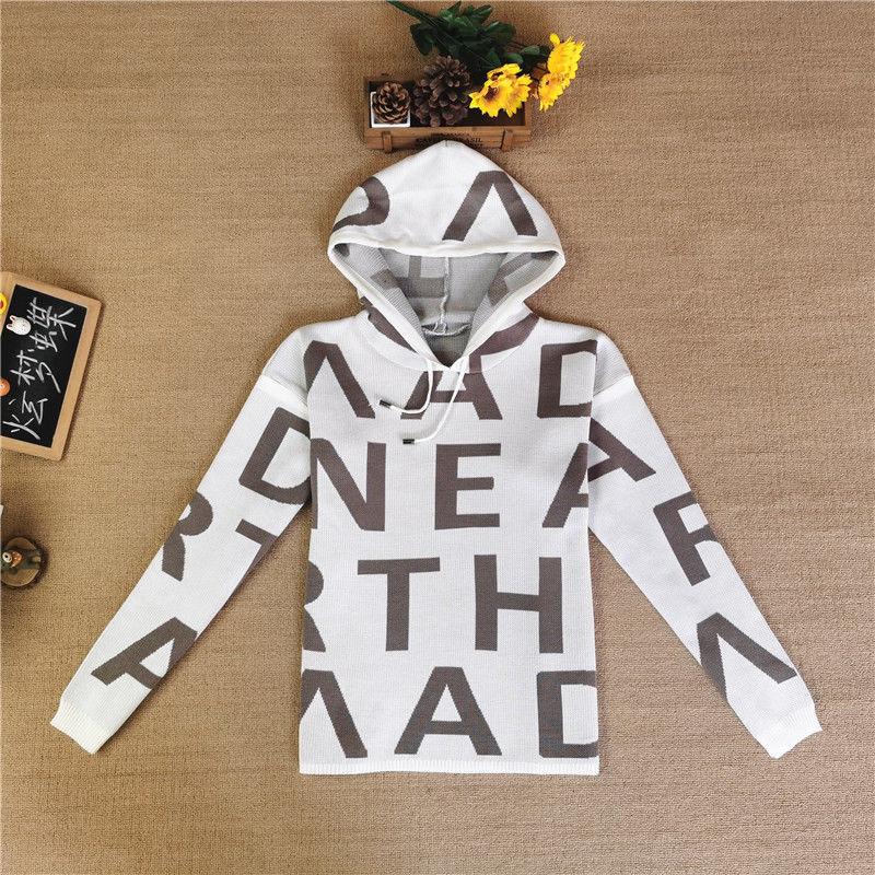 2pcs/set Women's Sports Set  Letter Printing Hooded Knitted  Sweater + Knitted  Elastic Waist Harem Pants Sets  Ladies Outfits Sweat Suit