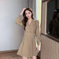 Suit Collar Long-sleeved Dress Women Spring  Summer Korean Design Windbreaker Short Skirt