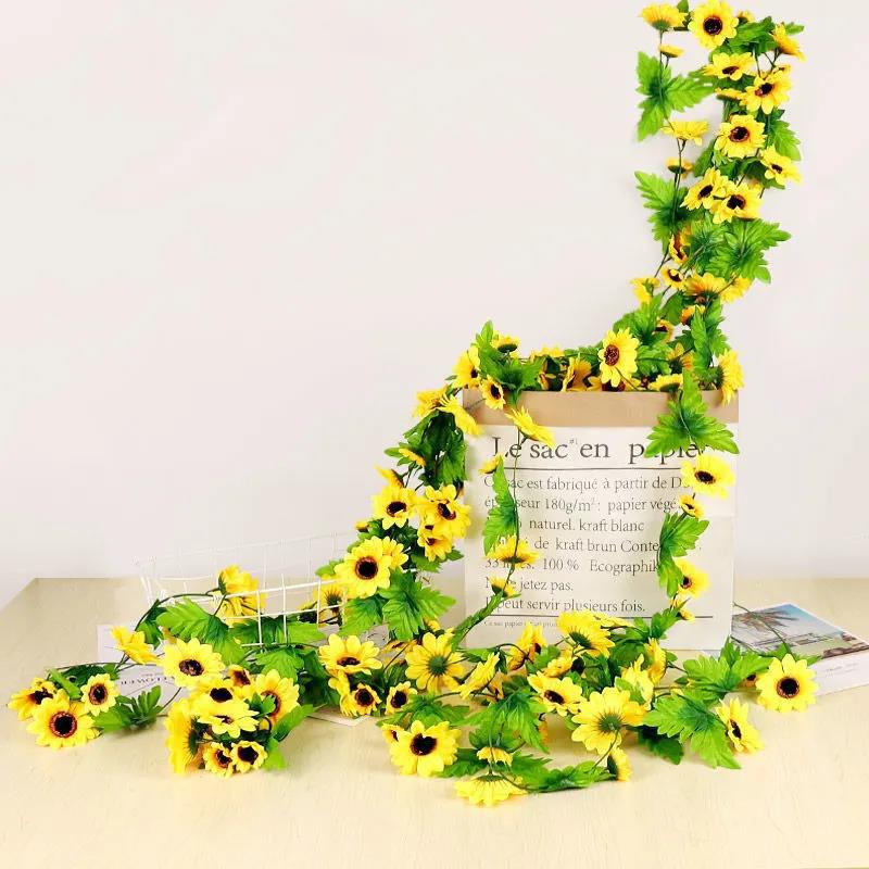 Simulation Sunflower Rattan Sun Flower Rattan Vine Indoor Living Room Air Conditioning Pipe Winding Wall Hanging Decoration