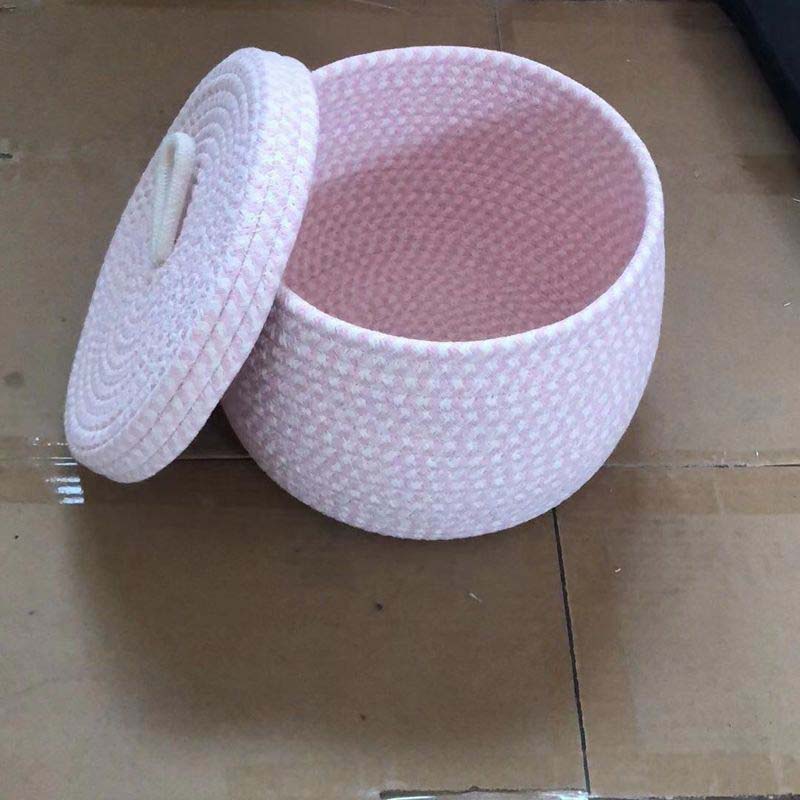 Weaving Storage Box Round Band Cover Basket Strapping Basket Storage Box Cosmetic Storage Basket