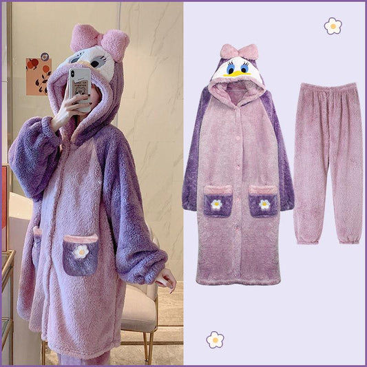 Pajamas Women Plus Velvet Thick Coral Velvet Long Style Can Be Worn Outside Night Gown Women Winter Night Skirt Women Cute Home Service