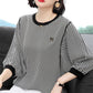 Black and White Striped T-shirt Women's Summer Large Size Loose Korean Version Mid-sleeve Bottoming Shirt