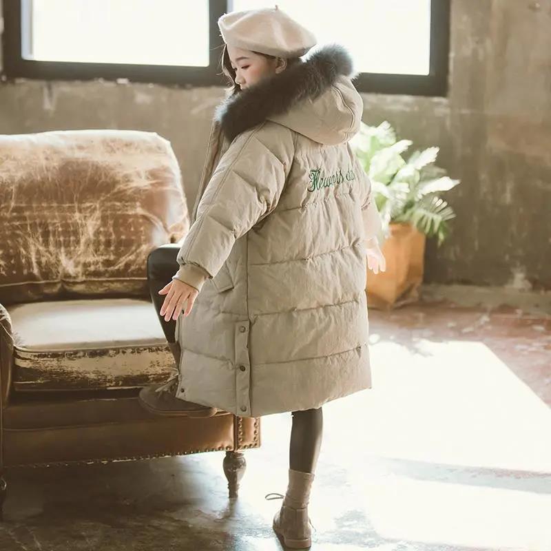 Girls' Warm Cotton Clothes Korean Version Plus Velvet Thick Down Padded Coat Windproof Winter Clothes