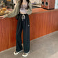 Drawstring Sports Pants Women's Spring and Summer High Waist Straight Loose Drape Pants Casual Lazy Wind Wide Leg Pants