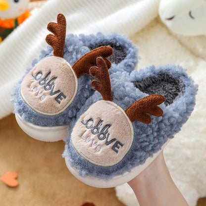 Autumn and Winter Children's Cotton Slippers Boys and Girls Children's Indoor Antiskid Plush Warm Cartoon Baby Bag Heel Cotton Slippers