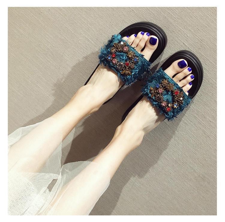 Wedge Platform Sandals Slipper Fashion Outer Wear High Heel Slippers Thick Bottomed Chunky-Heel Women's House Shoes