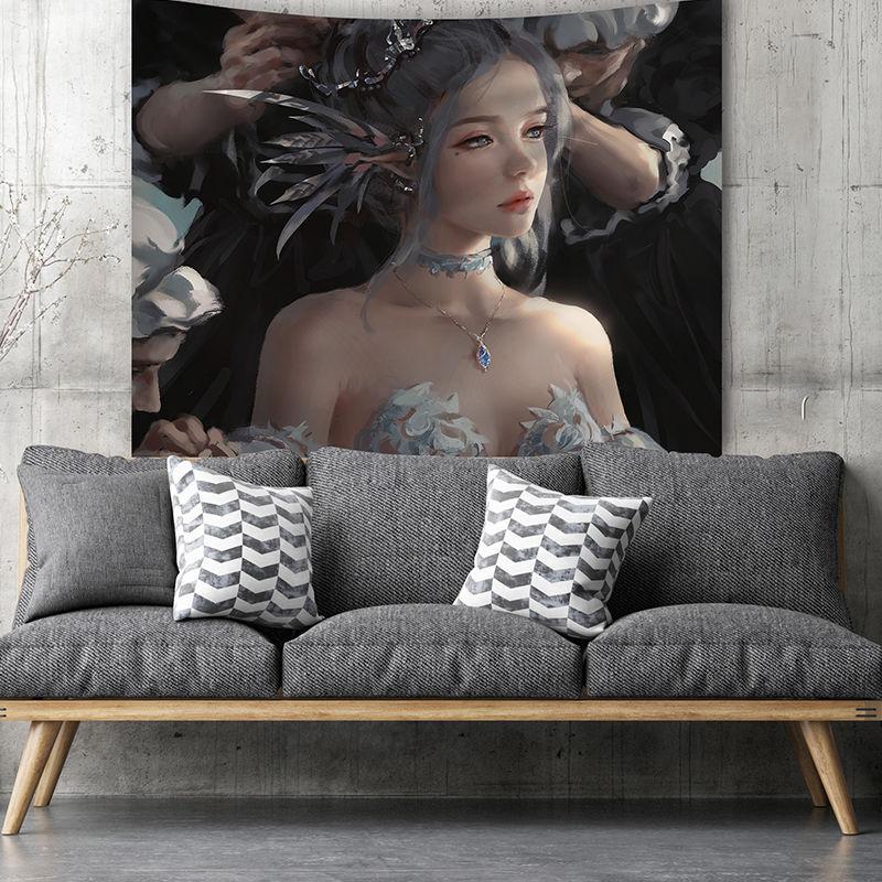 Bedroom Background Hanging Cloth Home Decoration Net Red Live Bedside Ghost Knife Ice Princess Comic Fabric