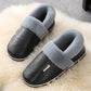 Bag Heel PU Leather Waterproof Winter Cotton Slippers Men's Indoor Household Non-slip Home Warm Cotton Shoes