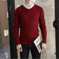 Autumn and Winter Korean Style Slim Men's Trend Solid Color Sweater Men's Fashion V-neck Pullover
