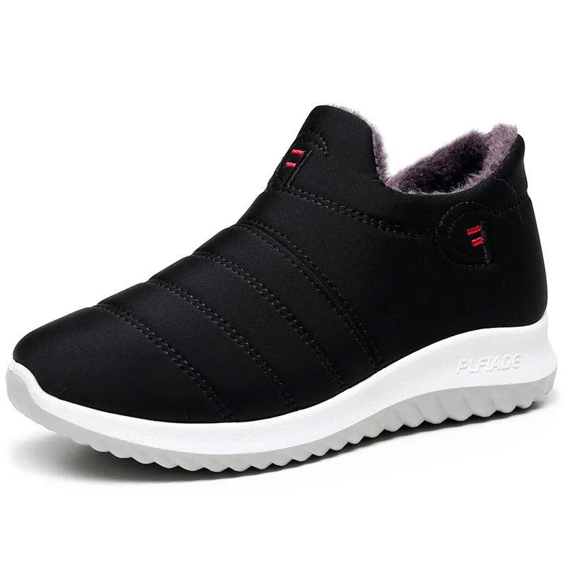 Winter Fleece Warm Sports Shoes Walking Shoes Flat Non-slip Women's Cotton Shoes