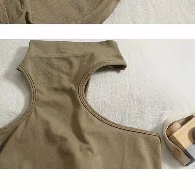 Half Turtleneck Sling Girl Sexy Vest Female with Chest Pad Outside Wear Inside Wear-proof Slim Top Wrap Chest Lingerie Yoga Fitness Sport Bar