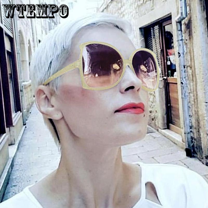 WTEMPO Retro Fishtail Sunglasses Ladies Street Shooting Face Artifact Sequins